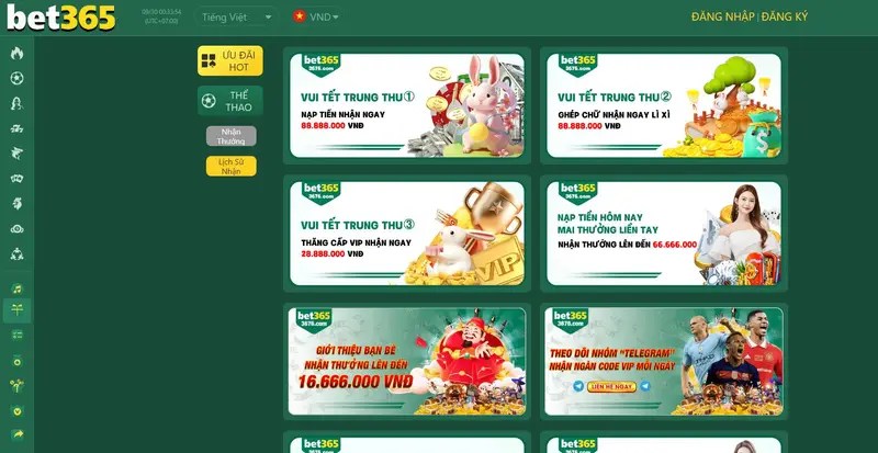Bet365 tặng 88k miễn phí cho thành viên mới đăng ký